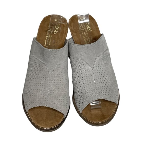 TOMS 8.5 gray suede peeptoe mules - Picture 2 of 9